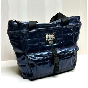 Polo Sport Ralph Lauren 97 Tote Bag Faux Patent Leather Quilted Royal Blue